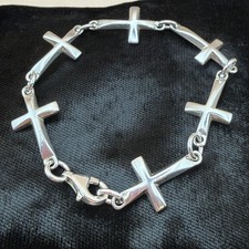 RLM Studios Robert Lee Morris Vintage Sterling Silver Cross Bracelet ~ Size 7 picture