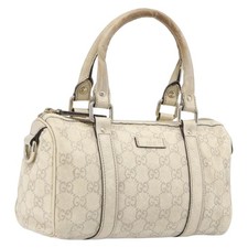 GUCCI GG Canvas Guccissima Boston Bag Leather Ivory Gold 193604 Auth 200681 picture