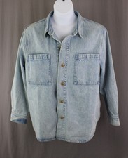 Outerknown Women's Blue Light Wash Cotton Button Down Oversized Top Large picture