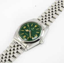 Vintage Rolex Oyster Precision Winding Green Dial 34mm Men Steel Watch Ref 6426 picture