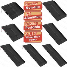 2/3/4/5/6/7/8 FT Folding Aluminum Wheelchair Ramp Mobility Ramp 600 lbs Non-Slip picture