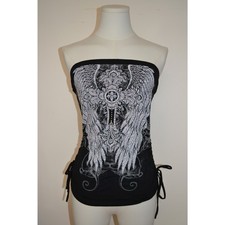 Genuine VTG Y2K Bedazzled Emo Grunge Punk Pop Alt Scene Biker Tube Top picture