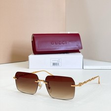 Gucci GG2731 Rimless Square Sunglasses Gold Brown Gradient 59-15-145MM NEW CASE picture