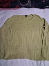 Talbots~Womens, Pear Green,%100 Pima Cotton,V-Neck,Relaxed Fit Sweater Size XL picture