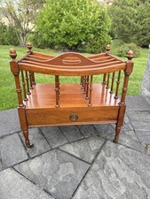 Vintage Columbia Mfg Genuine Mahogany Canterbury Magazine Rack Stand w/ Drawer picture