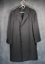 Vintage 60s Robert Hall Tweed Wool Overcoat Houndstooth Closed Back 40 picture