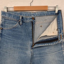 VTG Wrangler Jeans Mens 32x29 Blue Cowboy Cut USA Talon Zip Fly Leather Tab 70s picture