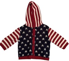 Baby Be Good Y2K American Flag Cardigan Sweater Hoodie Size 3-6 Months Vintage picture
