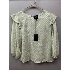 Anthropologie W5 Top Womens Small Swiss Dot Metallic Ruffled Balloon Sleeve NEW picture