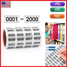 0001-2000 Inventory Number Stickers Labels Self Adhesive Waterproof Vinyl picture