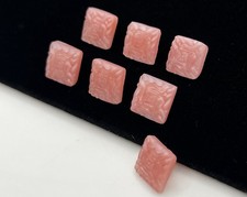 (7) NOS Dimi Pink Czech Glass Shank Square Buttons VTG picture