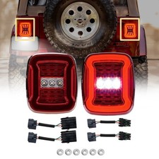 For 1997-2006 Jeep Wrangler Red LED Tail Lights Brake Parking License Plate Lamp picture