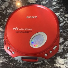 Sony Discman D-E350 Portable CD Player CD Headphone Jack Red/Silver working good picture