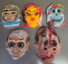 VTG HALLOWEEN Plastic Mask Lot 5  Ben Cooper Topstone Monster Gypsy Nasa Zombie picture