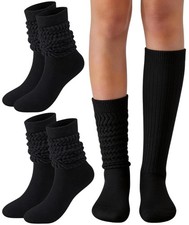 PLULON 2 Pairs Black Slouchy Socks for Women, Scrunch 5-11, Black-2  picture