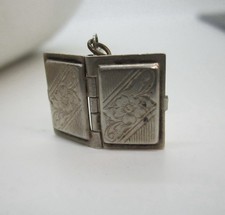 Vintage Sterling Silver 925 Book Charm Opens Floral Engraved Locket Pendant picture