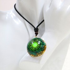 Natural Malachite Orgonite Pendant Healing Talisman Women Men Yoga Necklace picture