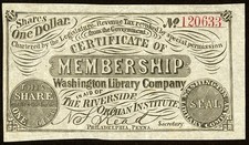 PA PHILADELPHIA Washington Library Riverside Orphan Institute 1850s Lottery picture