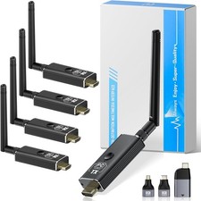 Moman Wireless HDMI Transmitter + 4 Receivers 4K/1080P HD Output for PC/TV Box picture