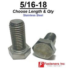 5/16-18 Stainless Steel Hex Cap Screw Bolt (All Sizes & Qty's) 18-8 / 304 Grade picture