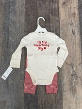 Carters My First Valentine's Day Cream & Red Baby Set NWT picture