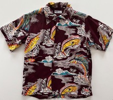 SUN SURF RAYON 40s 50s VTG STYLE ROCKABILLY ALOHA FISH JAPAN SUNSURF SM 14 LOOP picture
