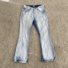Vintage Tommy Hilfiger Jeans 33x32 Mens Light Wash Studded Distressed Y2K 2001 picture