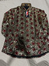 PHIX X DAVID BOWIE GOLD SEQUIN STAR SHIRT XL. NWT. picture