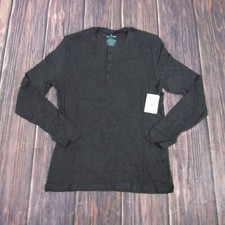 Tommy John NEW NWT Mens Medium Charcoal Heather Gray Long Sleeve Henley Lounge picture