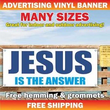 JESUS IS THE ANSWER Advertising Banner Vinyl Mesh Sign Christian Church Bible picture