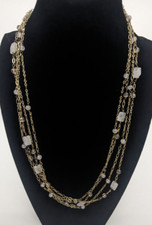 Vtg Talbots Necklace- gold tone and clear glass/leucite/rhinestone beads, 42