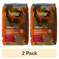 (2 Pack) Vibrant Life Poultry Omega Layer Pellets 40 lb Chicken Feed 80 lb Total picture