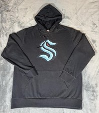 Seattle Kraken Hoodie Mens XL Black NHL Hockey Red Jacket Logo Fleece Pullover picture