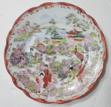 Japanese Old Kutani-ware Kimono woman pattern ORNAMENTAL PLATE/Dish Hand Painted picture