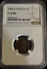 NGC GRADED F 12 BN 1909-S Lincoln Wheat Penny Cent- *Fantastic Eye Appeal* picture
