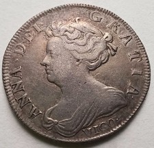 1703 Queen Anne VIGO Silver Shilling Captured Treasure Spink 3586 Britain picture