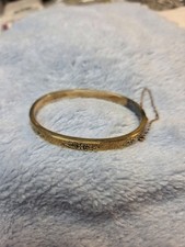antique victorian Gold Black enameled hinged bracelet. Taille D'Épargne. Petin picture