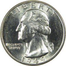 1949 D Washington Silver Quarter Uncirculated Mint State 25c Coin picture