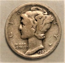 1927 P Mercury Dime circulated 90% Silver Good G picture
