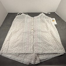 NWT Eileen West Rosebud Sprig Cotton Swiss Dot 2 Piece Short Pajama PJs Set picture