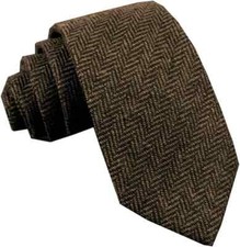 Ceehuteey Men's Suit Necktie Tweed Wool Neckcloth Herringbone Woven Neckwear Sca picture