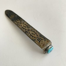 VTG Elsie/Elaine YAZZIE Navaho Sterling Silver Bookmark With Turquoise; SIGNED picture