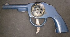 1938 Marx Dick Tracy Pressed Steel Blue Siren Pistol~Trigger & Siren Work picture