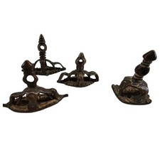 Antique Indian Hindu Temple Bronze Body Stamps Chhapa Orissa Bengal India 4pc picture