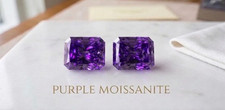 4 Ct Pair Fancy Purple Color VVS1 Diamond 7x9 mm Radiant Cut Gemstone 2 Pcs picture