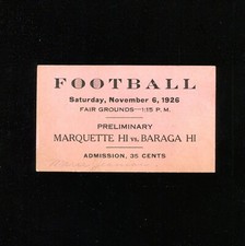 1926 Michigan High School Football Ticket Marquette vs Baraga 11/6/1926 picture