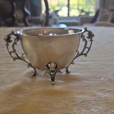 VTG. HEFRA  SILVER CHERUBS BAROQUE MASK HANDLE ORNATE EUROPEAN STYLE BOWL POLAND picture