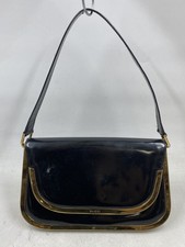 Vintage Gucci Black Leather Gold Frame Shoulder Bag Gold Tone Hardware picture