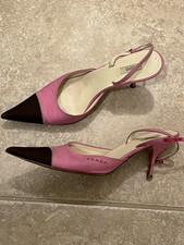 Vintage PRADA Women’s Pink/Brown Colorblock Pointed Toe Slingback  EU38.5 picture