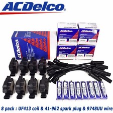 8 PACKs AcD UF413 Ignition Coil + 41-110 Spark Plug + 9748UU Wire GMC OEM. picture